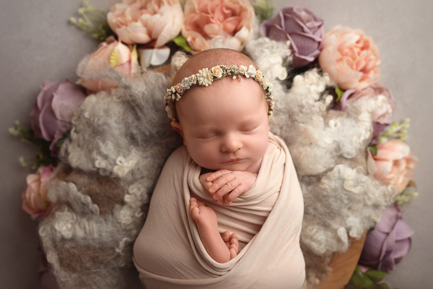 baby in basket by newborn photographer Siobhan Kelly