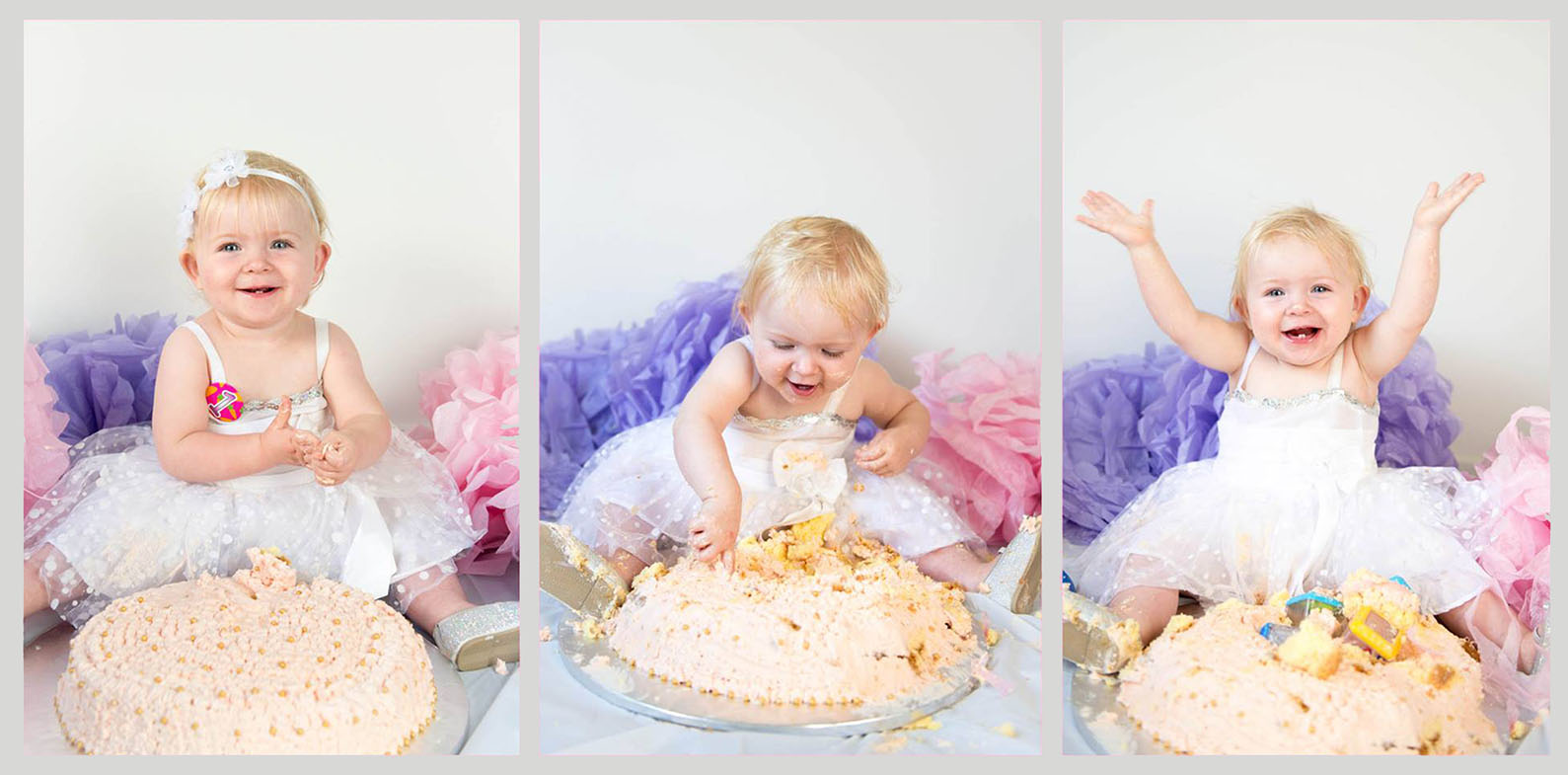 cute baby laughing cake smash session