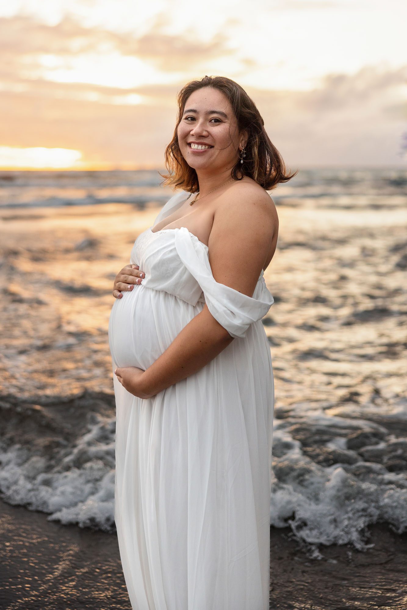 Maternity Wardrobe 66 Maternity photography Auckland white dress
